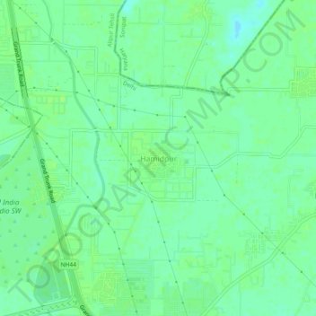 Carte topographique Hamidpur, altitude, relief