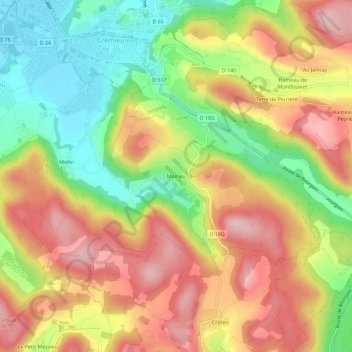 Carte topographique Moirieu, altitude, relief