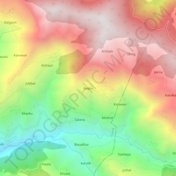 Carte topographique Bagna, altitude, relief