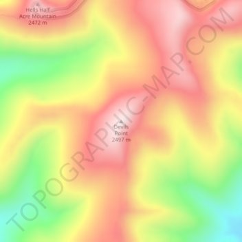 Carte topographique Devils Point, altitude, relief