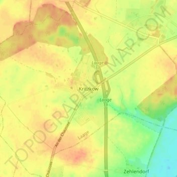Carte topographique Kritzkow, altitude, relief