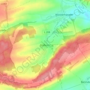 Carte topographique Gößnitz, altitude, relief