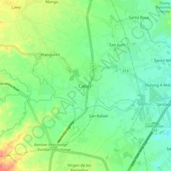 Carte topographique Capas, altitude, relief