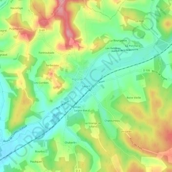 Carte topographique Fayard, altitude, relief