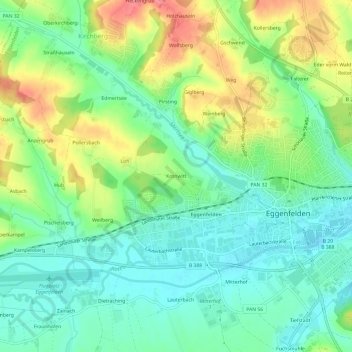 Carte topographique Kronwitt, altitude, relief