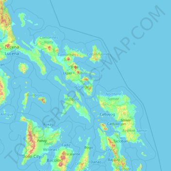 Carte topographique Sorsogon, altitude, relief