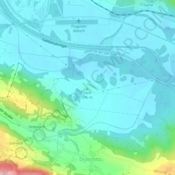 Carte topographique Dert, altitude, relief