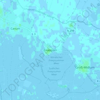 Carte topographique Freepsum, altitude, relief