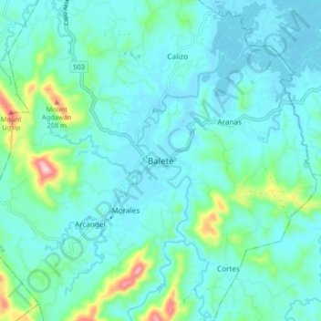 Carte topographique Balete, altitude, relief