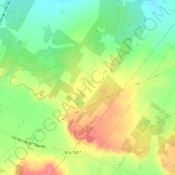 Carte topographique Alacantí, altitude, relief