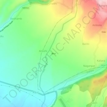 Carte topographique Bhoi, altitude, relief