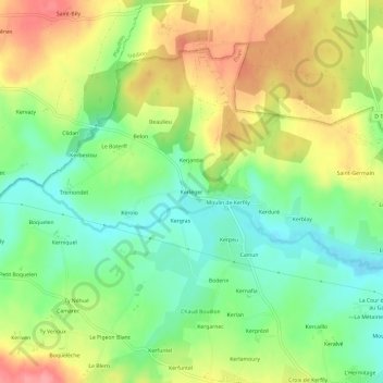 Carte topographique Kerlijer, altitude, relief
