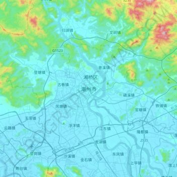 Carte topographique 潮州市, altitude, relief