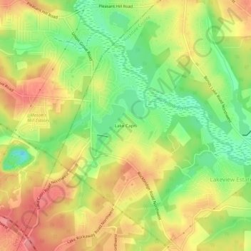 Carte topographique Lake Capri, altitude, relief
