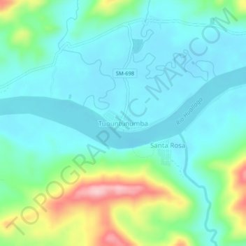 Carte topographique Tununtunumba, altitude, relief