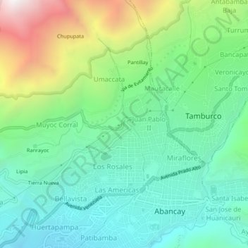 Carte topographique Puca Puca, altitude, relief