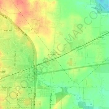Carte topographique Cooper Creek, altitude, relief