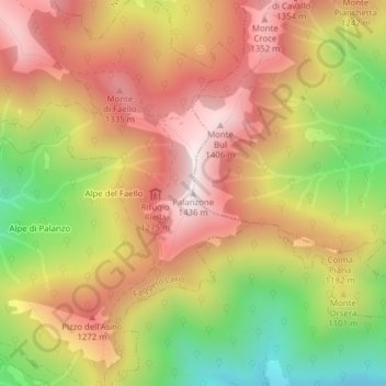 Carte topographique Palanzone, altitude, relief