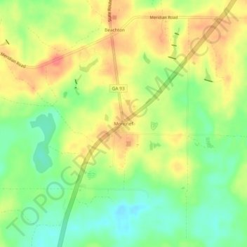 Carte topographique Moncrief, altitude, relief