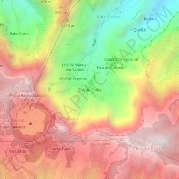 Carte topographique Chã de Padre, altitude, relief