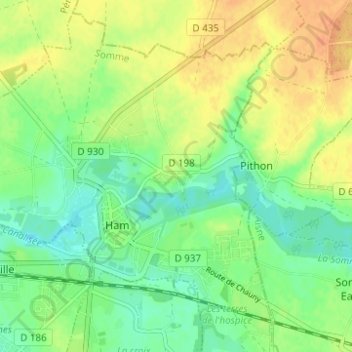 Carte topographique Estouilly, altitude, relief