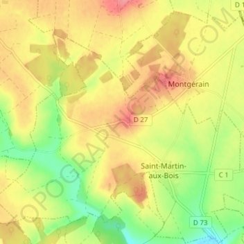 Carte topographique Vaumont, altitude, relief