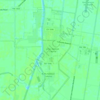 Carte topographique Lopez Colonia, altitude, relief