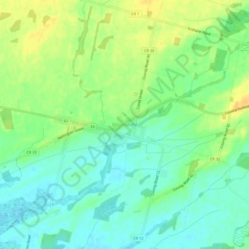 Carte topographique Bloomfield, altitude, relief
