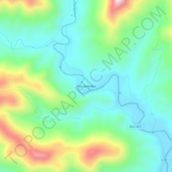 Carte topographique Alto Sinimbu, altitude, relief