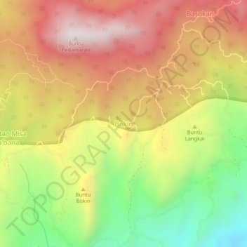 Carte topographique Bokin, altitude, relief