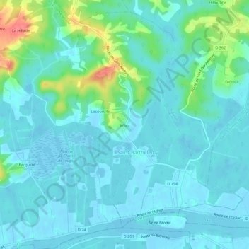 Carte topographique Julieu, altitude, relief