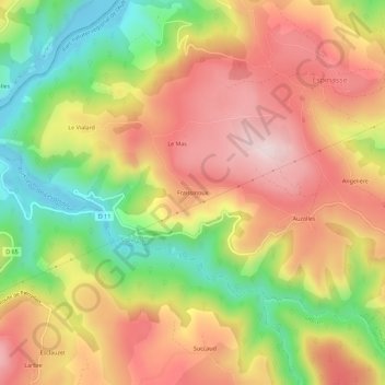 Carte topographique Fraissinoux, altitude, relief