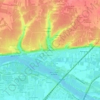 Carte topographique Le Bourg, altitude, relief