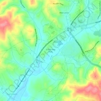 Carte topographique Grand View Park, altitude, relief