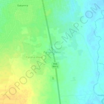Carte topographique Parana-Bobo, altitude, relief