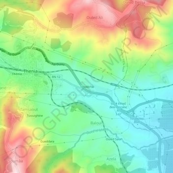 Carte topographique Tebabkha, altitude, relief