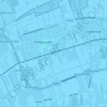 Carte topographique Oosterwijzend, altitude, relief