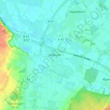 Carte topographique Kehrum, altitude, relief