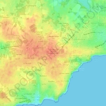 Carte topographique Étoile du matin, altitude, relief