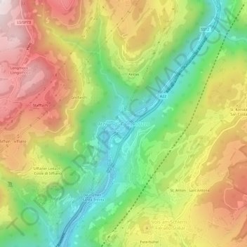 Carte topographique Atzwang - Campodazzo, altitude, relief