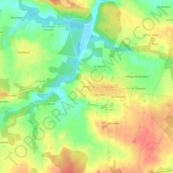 Carte topographique Moulin, altitude, relief
