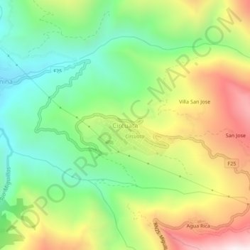 Carte topographique Circuata, altitude, relief