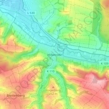 Carte topographique Hilkerode, altitude, relief