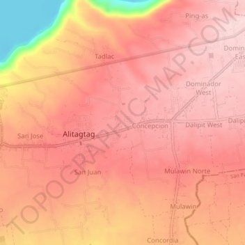Carte topographique Balagbag, altitude, relief