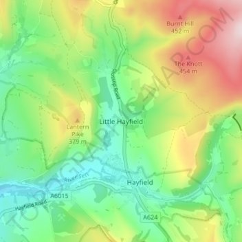 Carte topographique Little Hayfield, altitude, relief