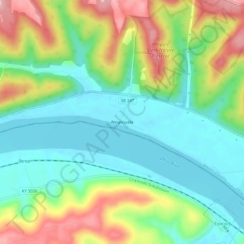 Carte topographique Wrightsville, altitude, relief