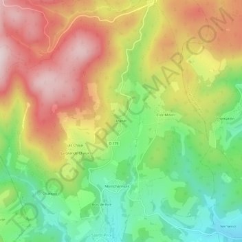 Carte topographique Franet, altitude, relief