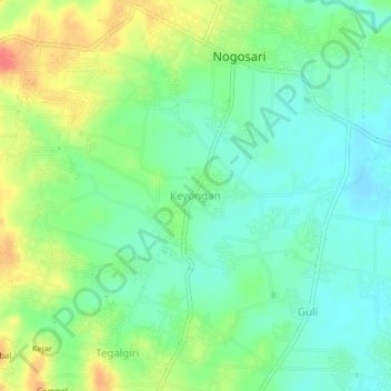 Carte topographique Keyongan, altitude, relief