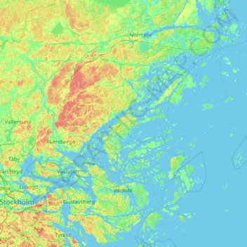 Carte topographique Ljusterö, altitude, relief