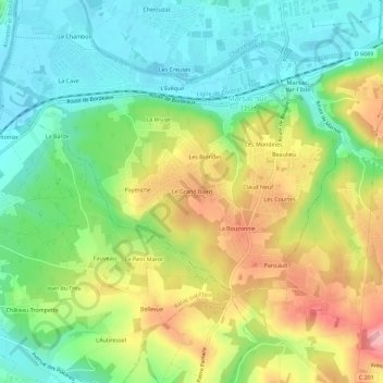 Carte topographique Le Grand Biard, altitude, relief